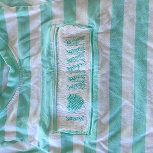 Nash Brand teal green striped "I ❤️ Mama" smocked shirt 4t